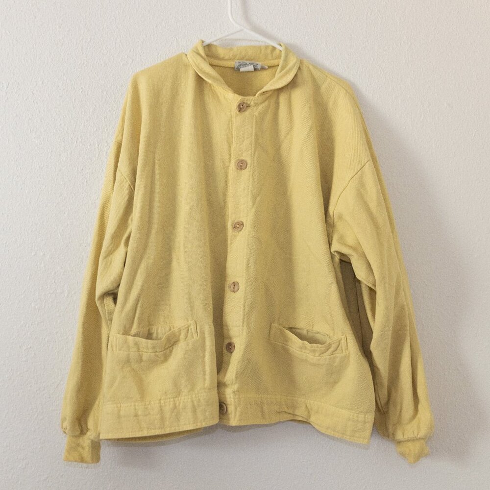 Yellow Soft Cotton Denim Jacket By Taylor Size L/XL